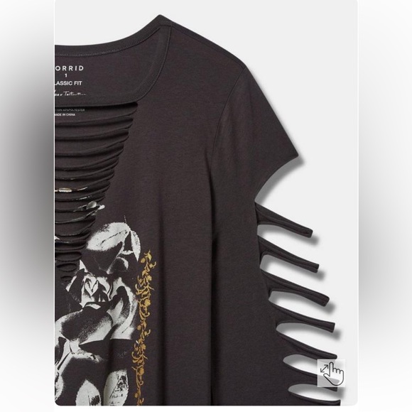 Torrid Roses Classic Fit Cotton Slashed Neck Long Sleeve Tee Size 4X NWT - Picture 2 of 4